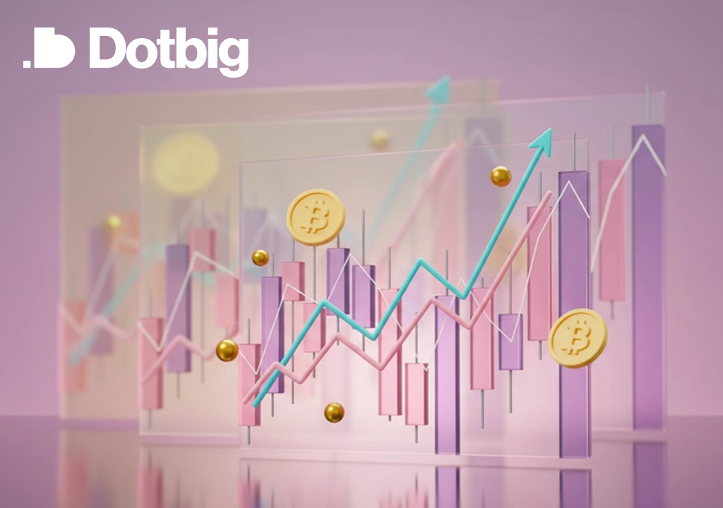 Dotbig – Financial growth chart with coins and upward trend arrows